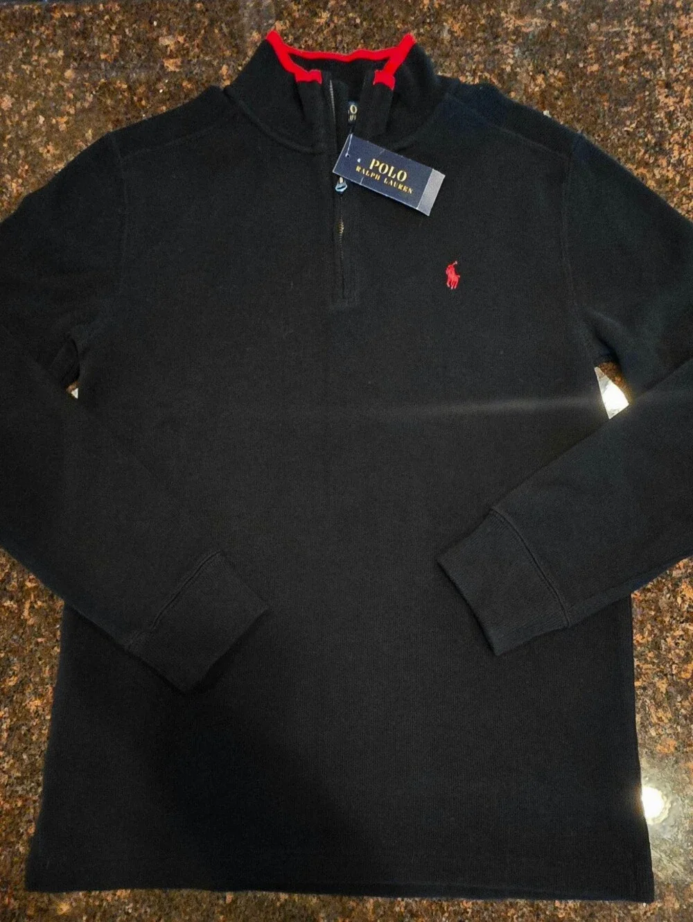 Ralph Lauren Polo Black/Red Ribbed Boys Sweater